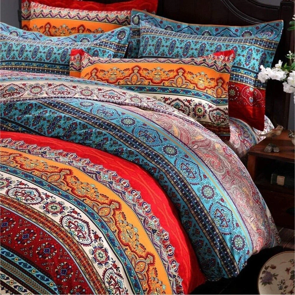 New In Package FADFAY Boho Duvet Cover Set 100% Brushed Cotton Sky Blue Color